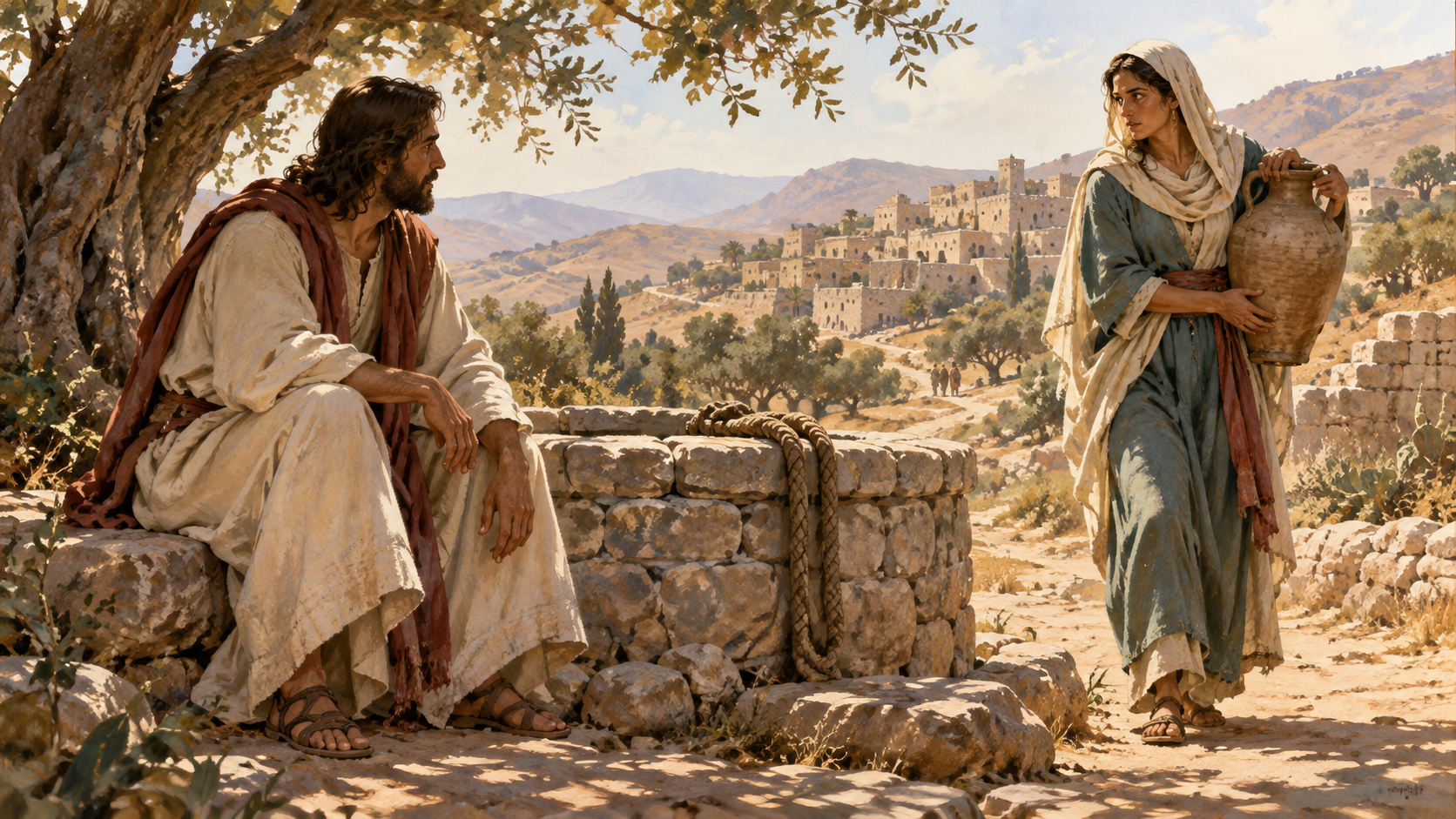 At the Well illustrated Bible story